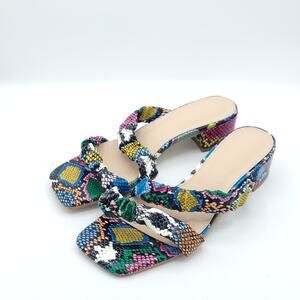 heel sandals rainbow snake print women's size 8.5